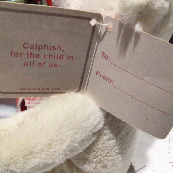 CalPlush Teddy Bear I love You Holding Heart Gift Special Baby Plush New - Picture 5 of 6